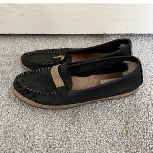 UGG Australia Womens Sz 8 Rozie Black Moccasins Suede Espadrilles Loafers Shoes
